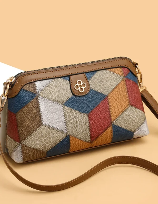 Argyle Pattern Crossbody Bag, Vintage Colorblock Shoulder Bag, Women's Every Day Purse With Zipper