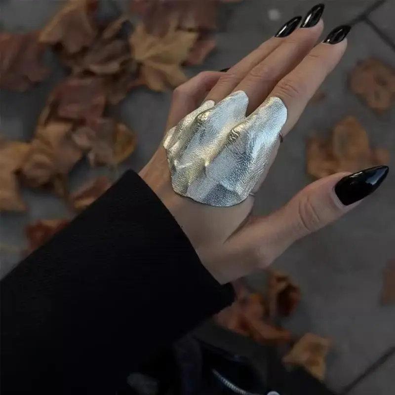 Irregular Pleated Knuckle Mental Ring Artistic Minimalist Niche Unique Exquisite Finger Ring Gifts Suitable For Men And Women - Image 2