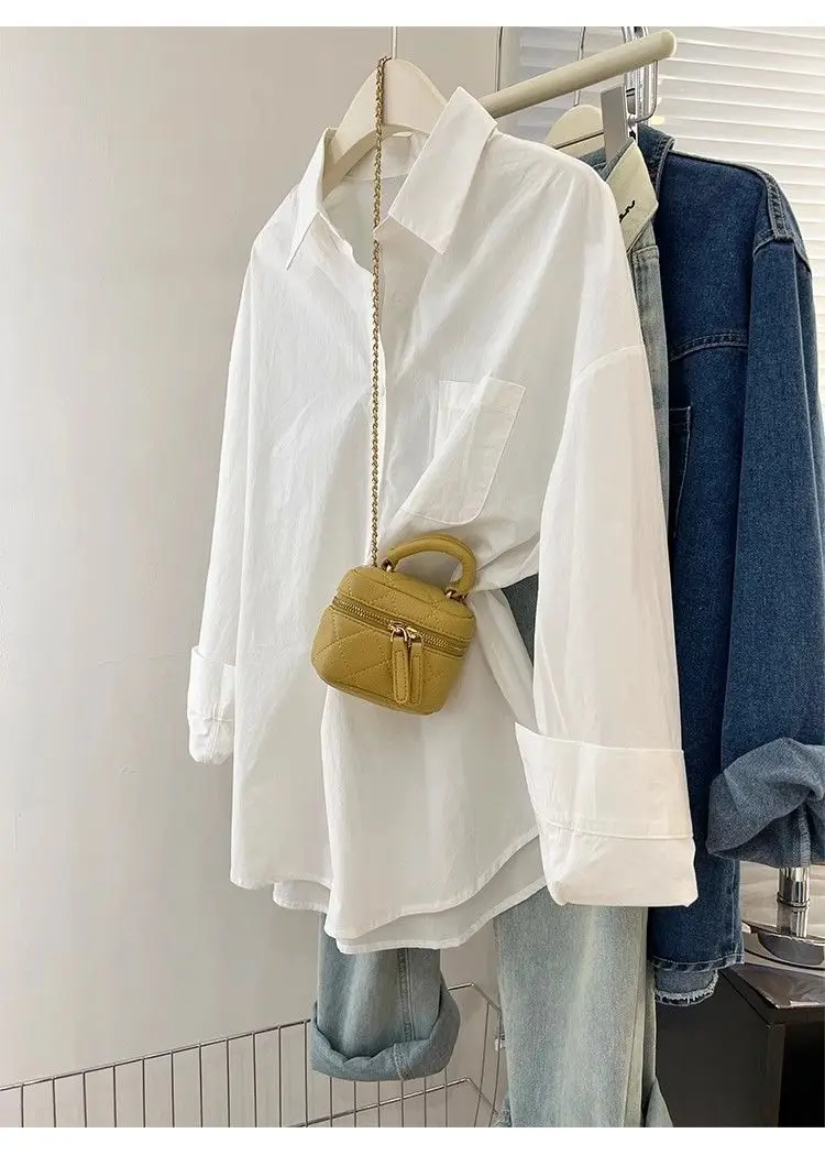 Solid Color Long Sleeve Women's Shirt with Pocket Loose Button Up Casual Blouse Woman 2026 New Spring Summer All-Match Shirt Top - Image 16