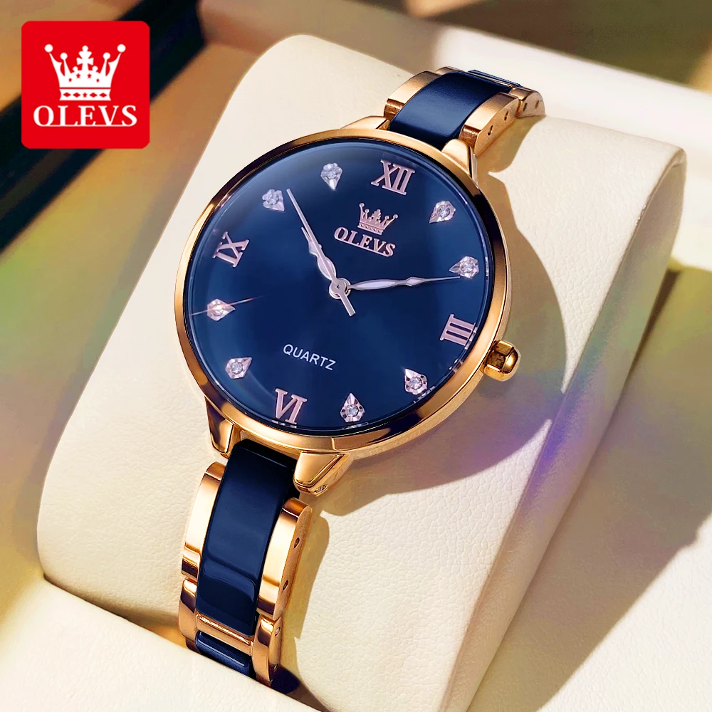 OLEVS 5872 Fashion Luxury Brand Quartz Women's Watch Elegant Ceramic Rose Gold Waterproof Dress Women's Watch Relogio Feminino - Image 8