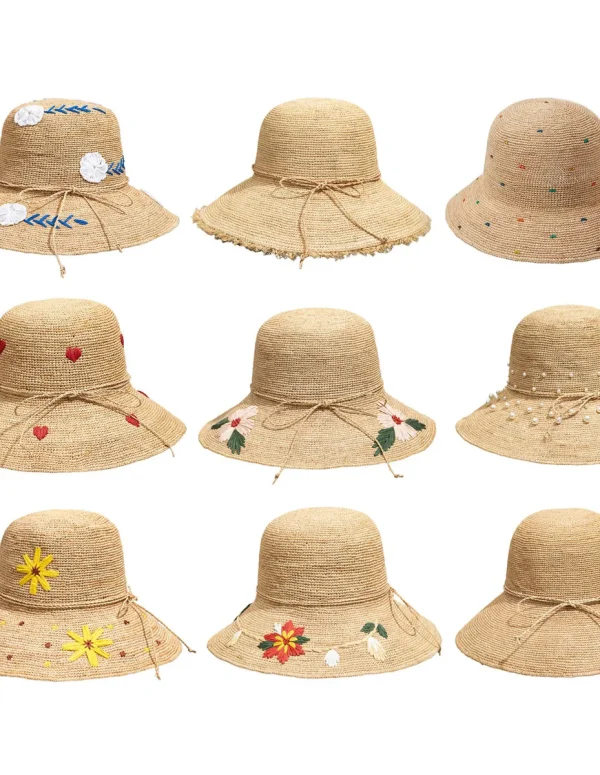USPOP Handmade Raffia Sun Hat Summer All-match Foldable Sun Protection Straw Hat Ladies Beach Sun Hat