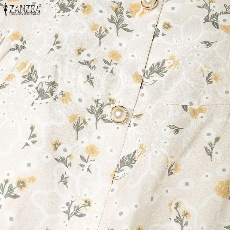 2026 ZANZEA Summer Floral Printed Dresses Women Elegant Casual Holiday Party Dress A Line Robe V Neck Short Sleeve Work Sundress - Image 23