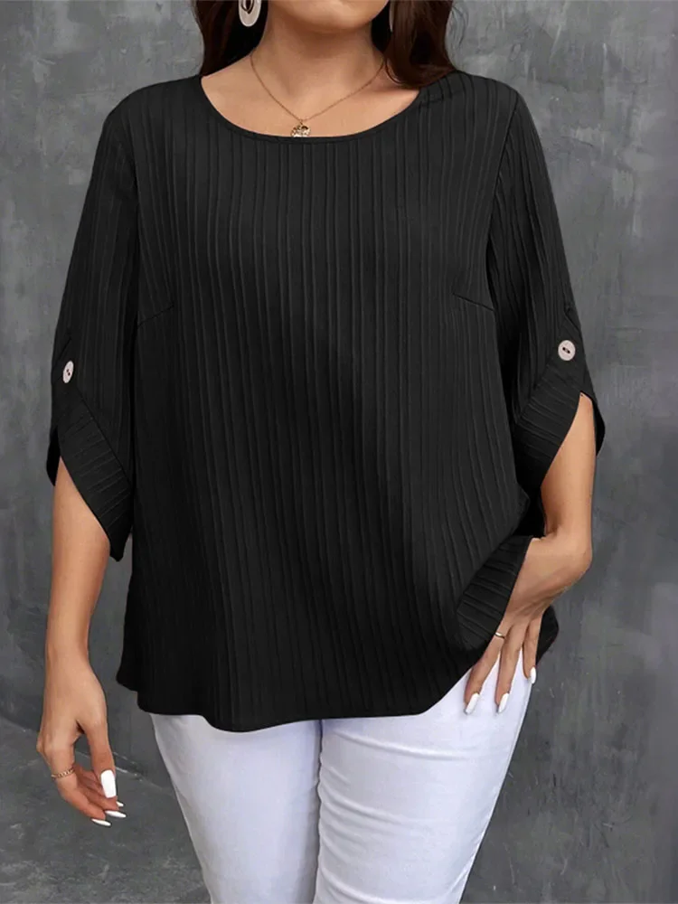 ZANZEA Elegant Blusas Women Autumn Solid Color Blouse 2025 Stylish O Neck Tops Fashion 3/4 Lantern Sleeve Casual Loose Tunics - Image 2